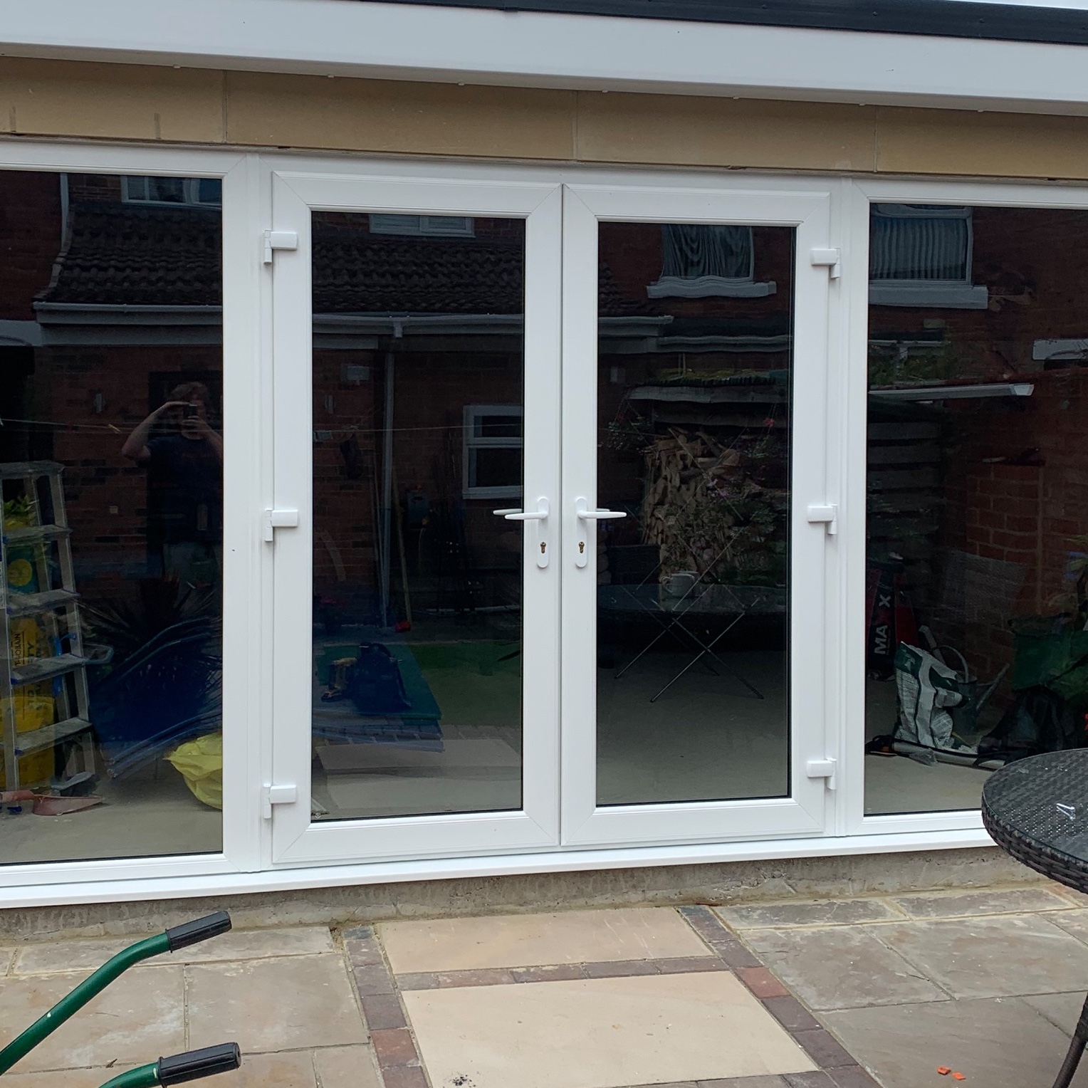 French doors opening onto patio